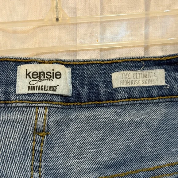 Kensie Light-Medium Blue Distressed Skinny Jeans - Picture 3 of 4